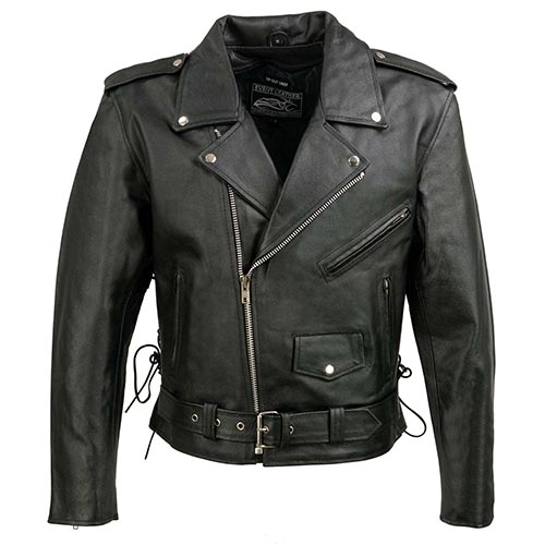 Event Leather EL5411 Men's Black Classic Side Lace Motorcycle Leather Jacket – Motorcycle Riding Jackets