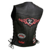 Event Leather ELL4900 Women's Classic Black Genuine Leather Side Laced Motorcycle Riders Vest w/ 9 Patches