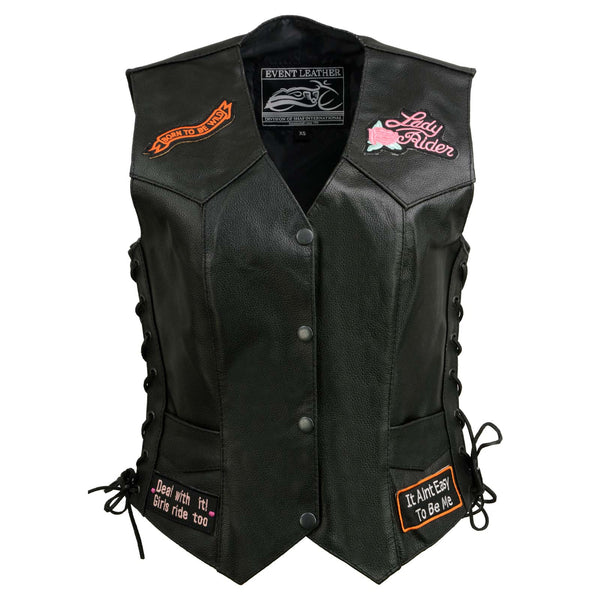 EL5310 Black Motorcycle Leather Vest for Men - Riding Club Adult Motorcycle  Vests