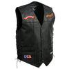 Event Leather ELM3930 Black Motorcycle Leather Vest for Men w/ Patches - Riding Club Adult Motorcycle Vests