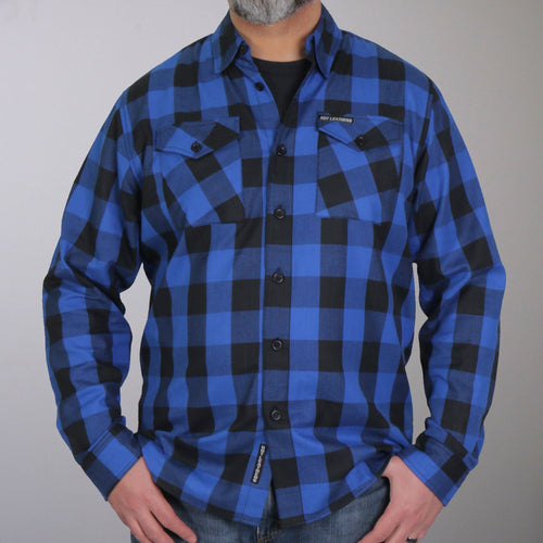 Hot Leathers FLM2006 Men's Black and Blue Long Sleeve Flannel Shirt