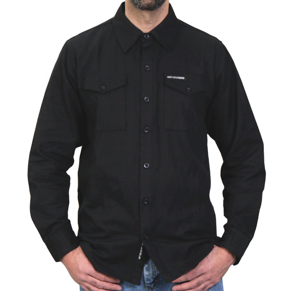 Hot Leathers FLM2024 Men's 'Solid Black' Flannel Long Sleeve Shirt