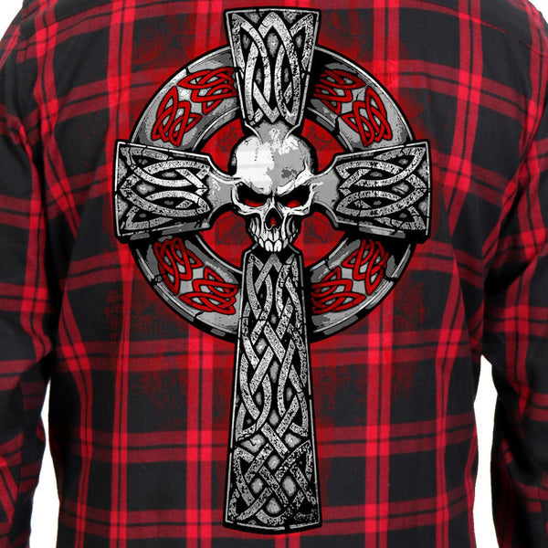 Hot Leathers FLM2112 Men's 'Celtic Cross' Flannel Long Sleeve Shirt