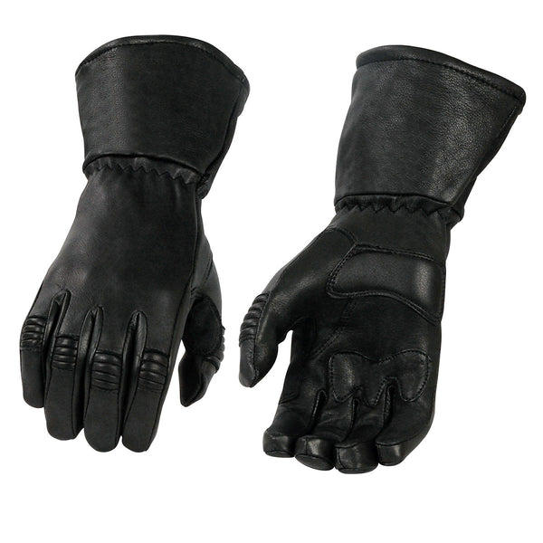 Milwaukee Leather G039 Men's Black Deerskin Leather Thermal Lined Gauntlet Gloves