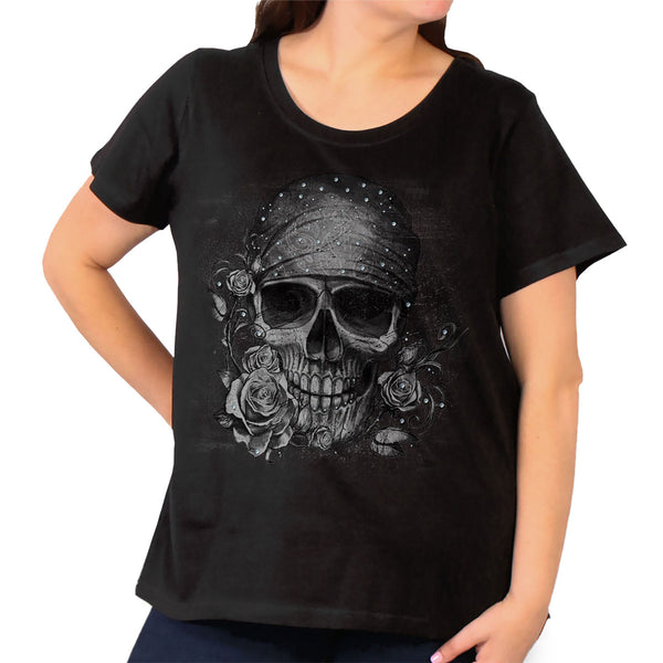 Hot Leathers GLR1508 Skull Bandana Full Figured Ladies T-Shirt