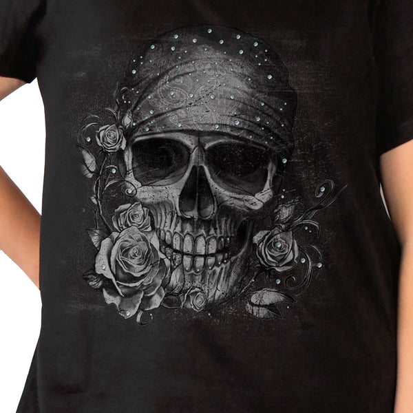 Hot Leathers GLR1508 Skull Bandana Full Figured Ladies T-Shirt