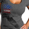 Hot Leathers GLR1529 Ladies Pencil Eagle Patriotic Short Sleeve Heather Dark Gray T-Shirt