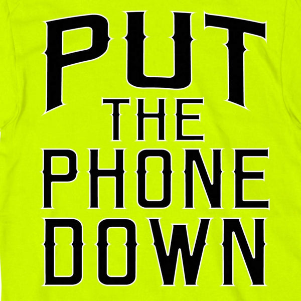 Hot Leathers GMD1410 Mens 'Put The Phone Down' Safety Green T-Shirt