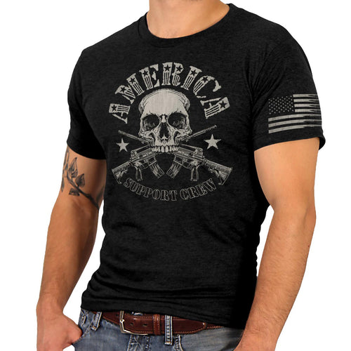 Hot Leathers GML1005 Men’s ‘American Support Crew’ Black T-Shirt