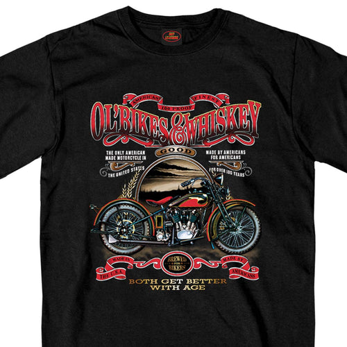 Hot Leathers GMS1074 Men’s ‘Ol' Bikes & Whiskey’ Black T-Shirt
