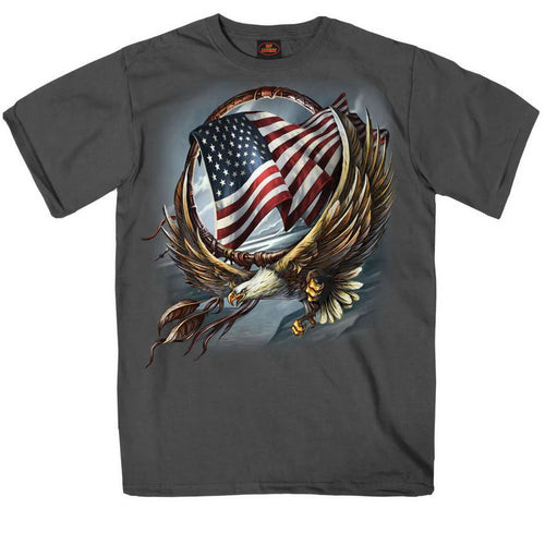 Hot Leathers GMS1427 Men’s ‘Hoop Eagle‘ Short Sleeve Charcoal T-Shirt