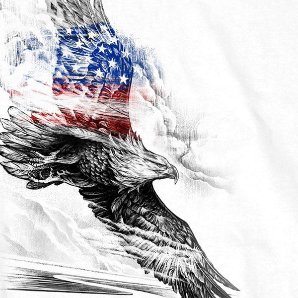 Hot Leathers GMS1479 Men's Short Sleeve Pencil Eagle Patriotic White T-Shirt