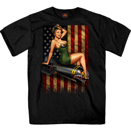 Hot Leathers GMS1528 Men’s Black Patriotic Pinup T-Shirt