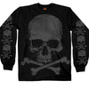 Hot Leathers GMS2305 Men’s ‘Jumbo Print Skull and Cross Bones Long Sleeve Black Shirt