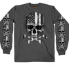 Hot Leathers GMS2391 Men’s ‘Flag Skull’ Long Sleeve Charcoal Shirt