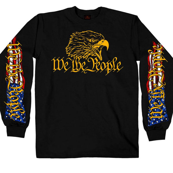 Hot Leathers GMS2485 Men's Long Sleeve We The People Eagle Black Shirt