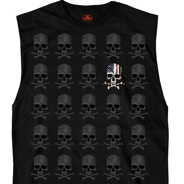 Hot Leathers GMT3440 Men’s Shooter Skull Pattern Sleeveless Black Tank Top Shirt