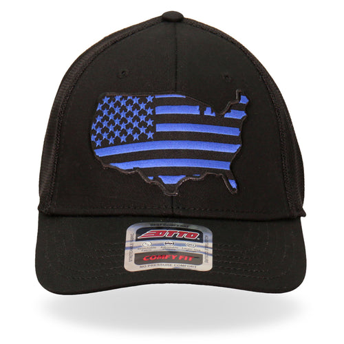 Hot Leathers GSH1037 Blue Country Flag Trucker Hat