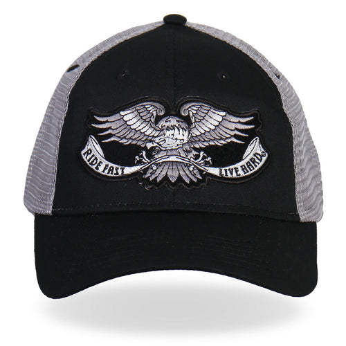 Hot Leathers GSH2006 Eagle Tattoo Trucker Black and Grey Hat