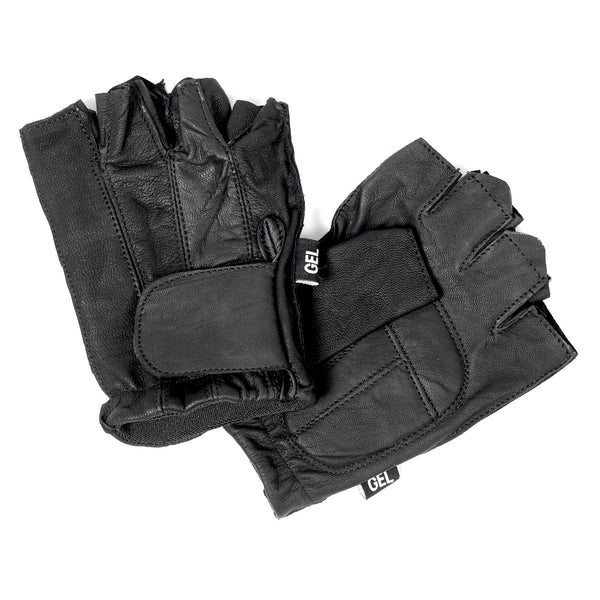 Hot Leathers GVM1011 Premium Leather Unlined Fingerless Gloves with Padded Gel Palm