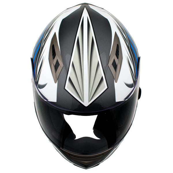 Milwaukee Helmets H512 Titanium and Blue Chit-Chat Full Face Wireless Motorcycle Helmet-Stream Music-Phone Calls