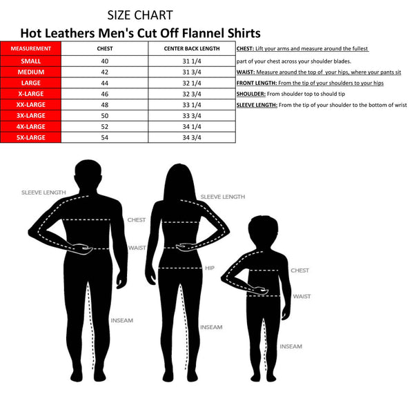 Hot Leathers GMS3492 Men’s Black and Green Shredder Skull Sleeveles Flannel Shirt