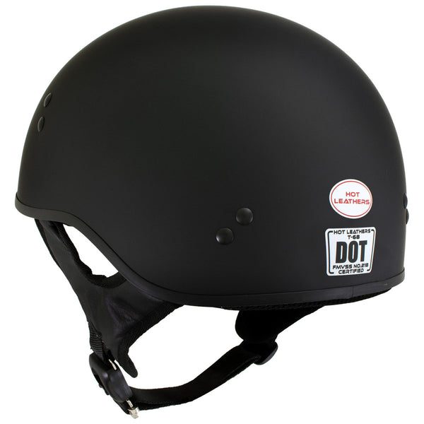 Hot Leathers HLT68-SP Flat Black 'The O.G.' No Logo Motorcycle DOT Skull Cap Half Helmet for Men and Women Biker