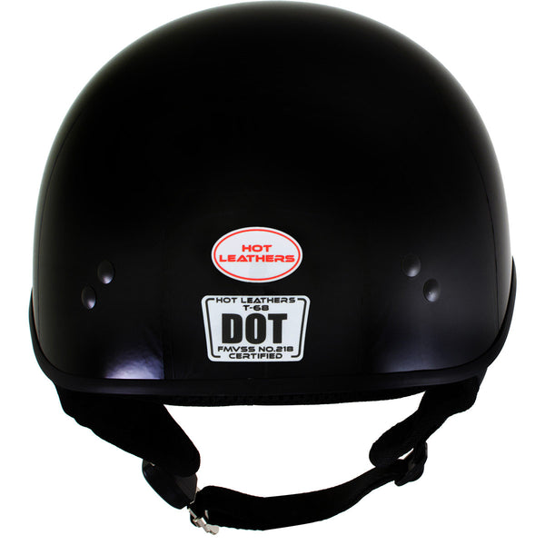 Hot Leathers HLT68 Gloss Black 'The O.G.' Advanced DOT Skull Cap Motorcycle Half Helmet for Men and Women Biker