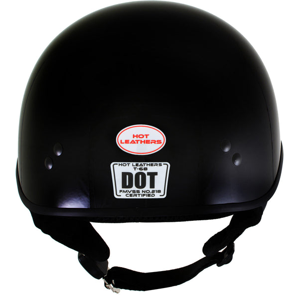 Hot Leathers HLD1002 'Gloss Black' Motorcycle DOT Approved Skull Cap Half Half Helmet for Men and Women Biker