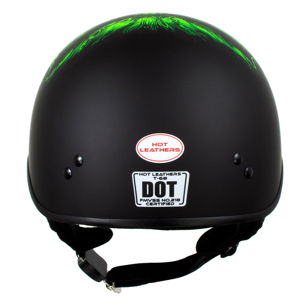 Hot Leathers HLD1030 Flat Black Shredder Motorcycle DOT Approved Skull Cap Half Helmet Biker