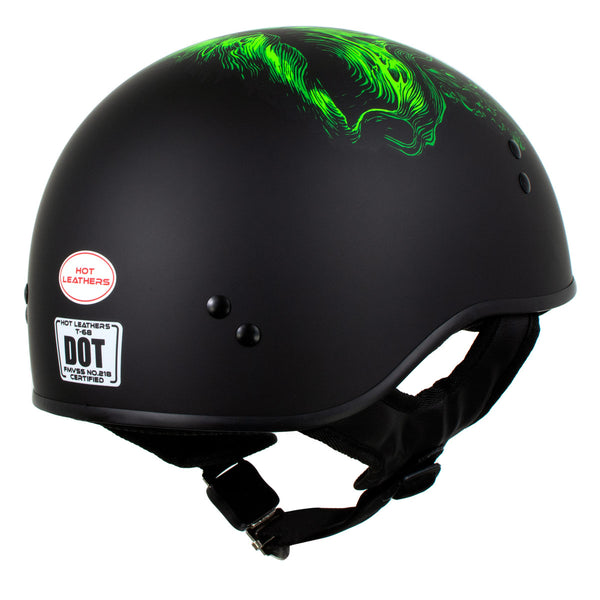 Hot Leathers HLD1030 Flat Black Shredder Motorcycle DOT Approved Skull Cap Half Helmet Biker