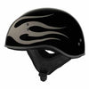 Hot Leathers HLD1036 'Flames' Gloss Black Motorcycle DOT Approved Skull Cap Half Helmet for Men and Women Biker