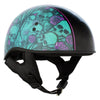 Hot Leathers HLD1041 Gloss Black 'Skull Bones Bolt' Advanced DOT Approved Half Helmet for Men and Women Biker