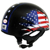 Hot Leathers American Flag Black Glossy Motorcycle Skull Cap Half Helmet for Men and Women DOT Approved HLT68