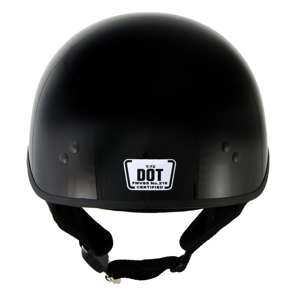Hot Leathers T72 'Black Widow' Gloss Black Motorcycle Half Helmet for Men and Women Biker with Drop Down Visor