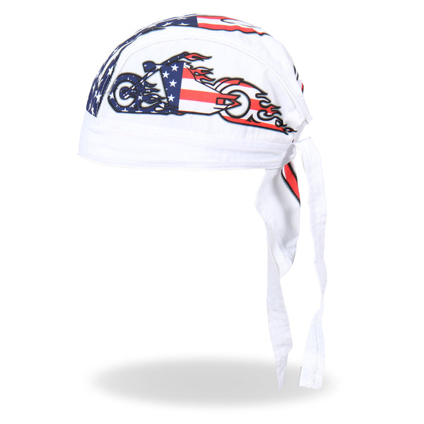 Hot Leathers HWH1043 American Bike Headwrap White