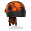 Hot Leathers HWH1109 Orange Buffalo Plaid Headwrap