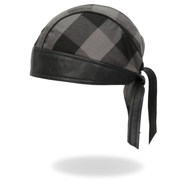 Hot Leathers HWH1110 Gray Buffalo Plaid Headwrap