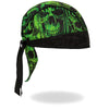 Hot Leathers HWH1114 Over the Top Skulls Green Headwrap