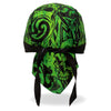 Hot Leathers HWH1114 Over the Top Skulls Green Headwrap