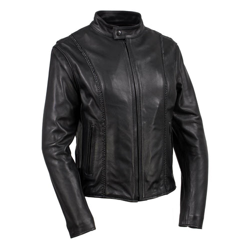 Hot Leathers JKL5002 USA Made Women's 'Pristine' Black Premium Motorcycle Leather Jacket