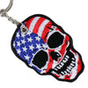 Hot Leathers KCH1013 American Flag Skull Embroidered Key Chain