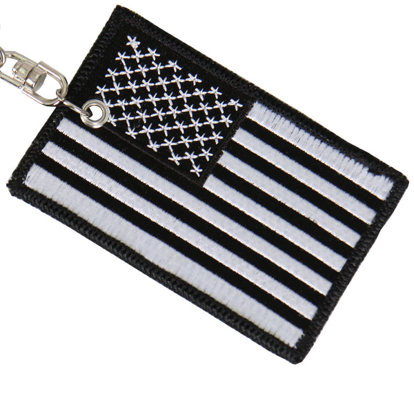 Hot Leathers KCH1061 Black and White American Flag Keychain