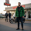 Milwaukee Leather Men’s Titans Green and Black Plaid Hooded Riding Shirt w/ CE Armor & Aramid Fiber Panels - MPM1659