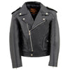 Milwaukee Leather LKK1920 Boy's Black Classic Leather Biker Jacket with Patch Pocket Style