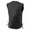Milwaukee Leather LKL4700 Women's Black Leather Side Laces Round V-Neck Motorcycle Rider Vest with 4-Snaps Closure