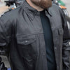 Milwaukee Leather LKM1600 Men's Black Lightweight Casual Biker Style Leather Shirt