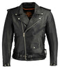 Milwaukee Leather LKM1711 Black Leather Motorcycle Jacket for Men, Thick Police Style Biker Jacket w/ Side Lace