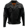 Milwaukee Leather LKM1720 Men's Black 'Pistol Pete' Motorcycle Vented Leather Jacket with Multi-Utility Pockets