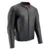 Milwaukee Leather LKM1765 Men's Black Leather Racer Style Side Laced Motorcycle Jacket w/ Ventilation System